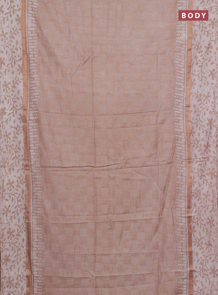 Beige Semi Chanderi Saree - Batik Prints