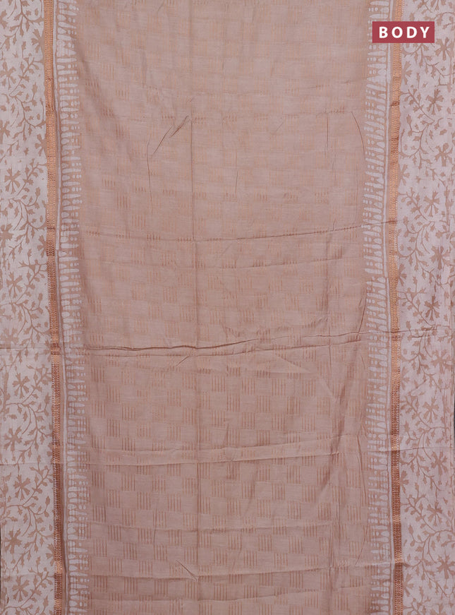 Beige Semi Chanderi Saree - Batik Prints