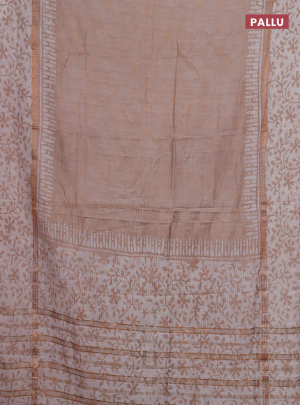 Beige Semi Chanderi Saree - Batik Prints