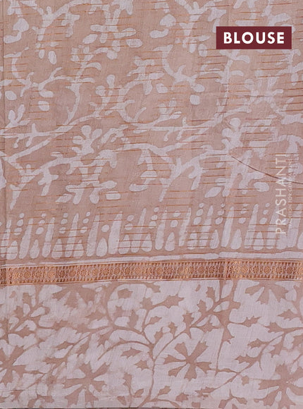 Beige Semi Chanderi Saree - Batik Prints