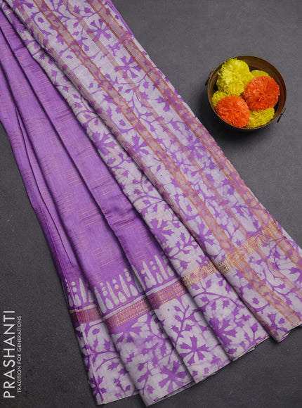 Lavender Semi Chanderi Saree - Batik Prints