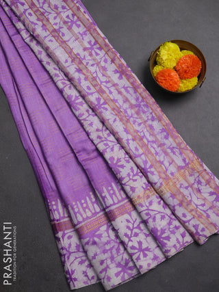 Lavender Semi Chanderi Saree - Batik Prints