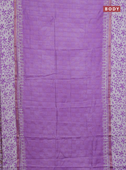 Lavender Semi Chanderi Saree - Batik Prints