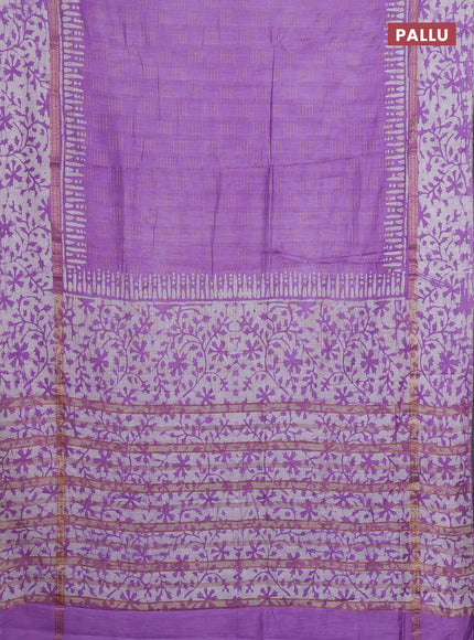 Lavender Semi Chanderi Saree - Batik Prints