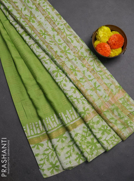 Light Green Semi Chanderi Saree - Batik Prints