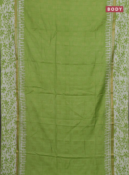 Light Green Semi Chanderi Saree - Batik Prints