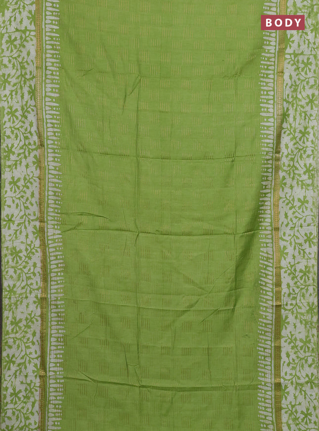 Light Green Semi Chanderi Saree - Batik Prints