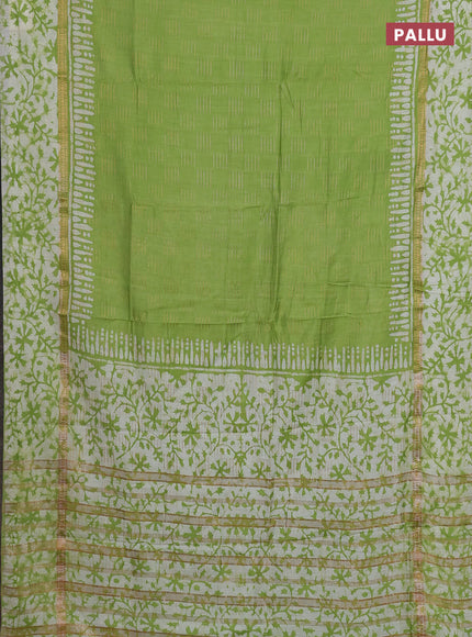Light Green Semi Chanderi Saree - Batik Prints
