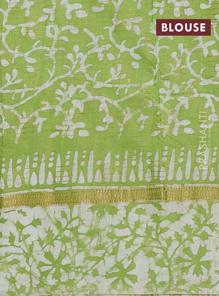 Light Green Semi Chanderi Saree - Batik Prints