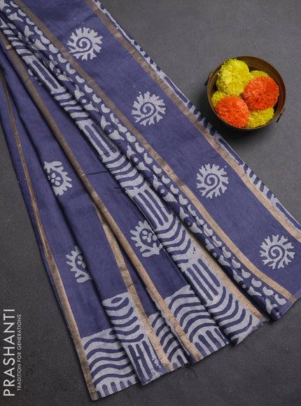 Grey Semi Chanderi Saree - Batik Prints