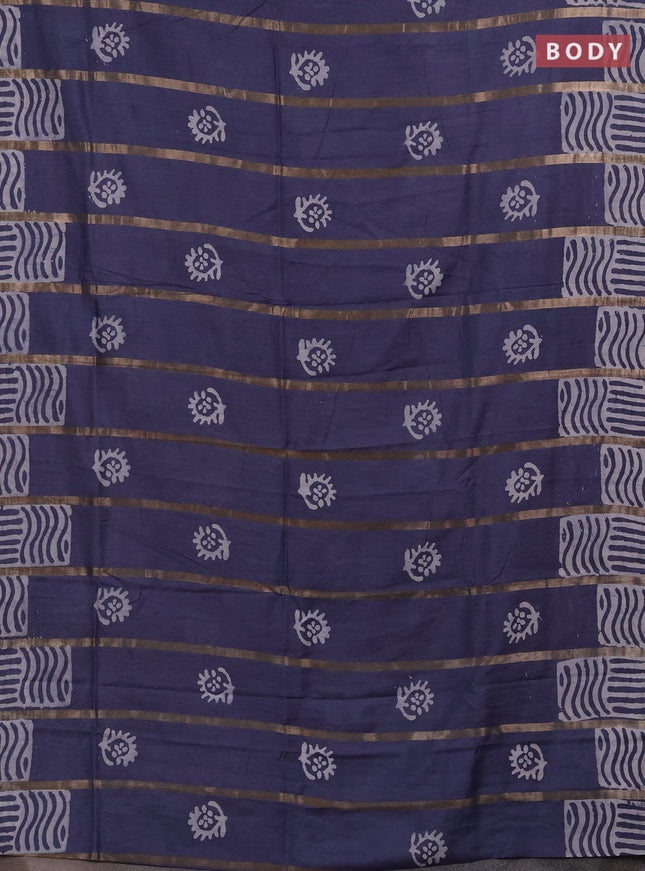 Grey Semi Chanderi Saree - Batik Prints