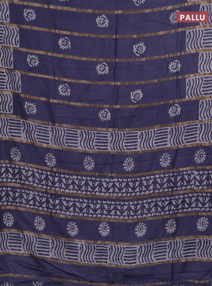 Grey Semi Chanderi Saree - Batik Prints