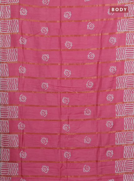 Pink Semi Chanderi Saree - Batik Prints