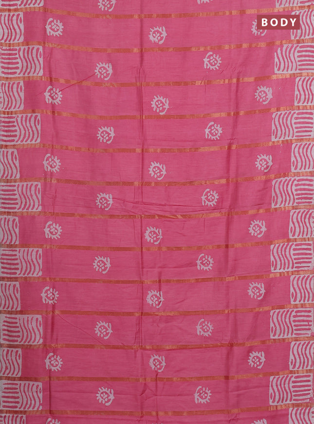 Pink Semi Chanderi Saree - Batik Prints