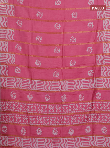 Pink Semi Chanderi Saree - Batik Prints