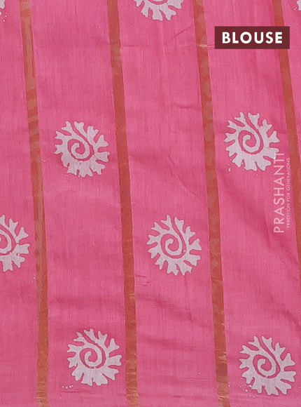 Pink Semi Chanderi Saree - Batik Prints