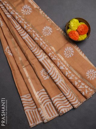 Sandal Semi Chanderi Saree - Batik Prints