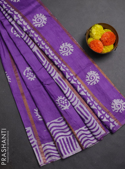 Lavender Semi Chanderi Saree - Batik Prints