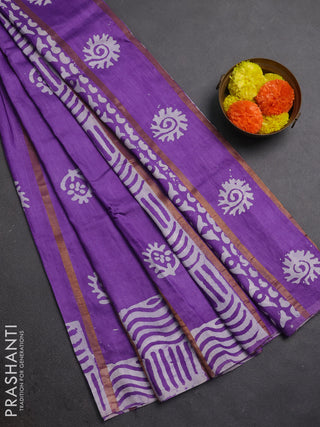 Lavender Semi Chanderi Saree - Batik Prints