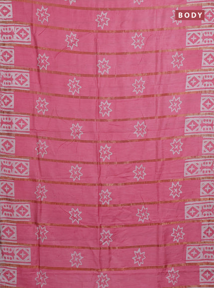 Pink Semi Chanderi Saree - Batik Prints