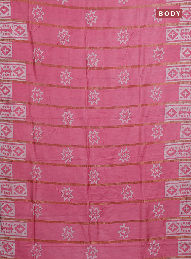 Pink Semi Chanderi Saree - Batik Prints