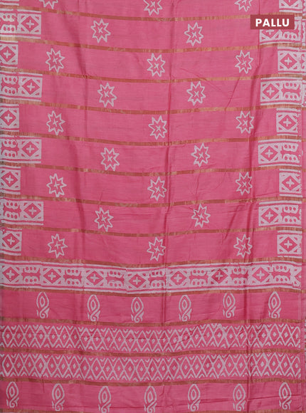 Pink Semi Chanderi Saree - Batik Prints