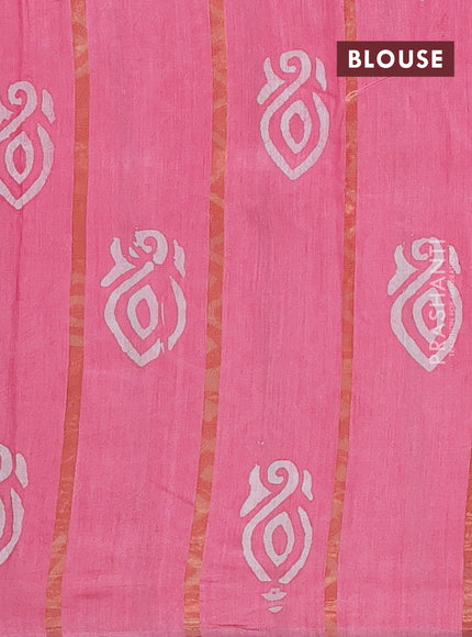 Pink Semi Chanderi Saree - Batik Prints