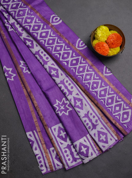 Lavender Semi Chanderi Saree - Batik Prints