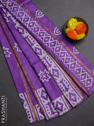 Lavender Semi Chanderi Saree - Batik Prints