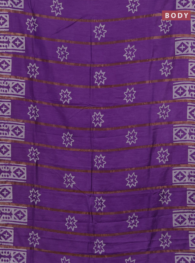 Lavender Semi Chanderi Saree - Batik Prints