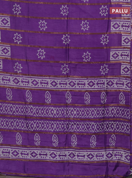Lavender Semi Chanderi Saree - Batik Prints
