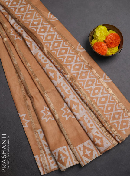 Sandal Semi Chanderi Saree - Batik Prints