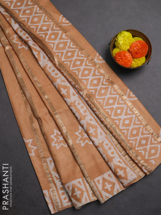 Sandal Semi Chanderi Saree - Batik Prints