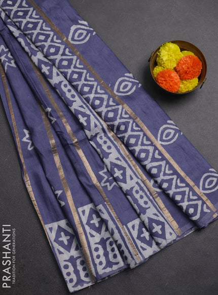 Grey Semi Chanderi Saree - Batik Prints