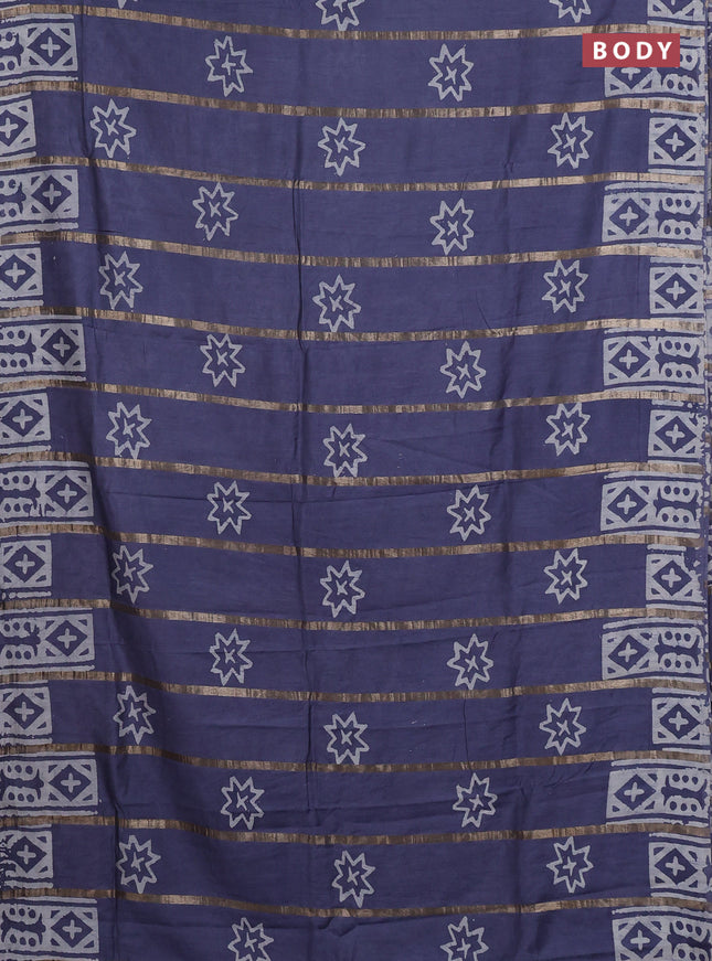 Grey Semi Chanderi Saree - Batik Prints