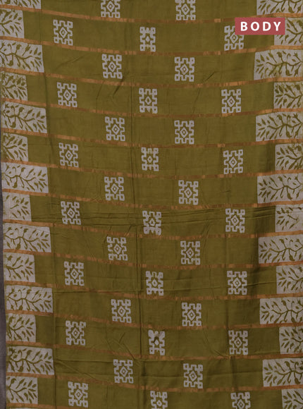 Mehendi Green Semi Chanderi Saree - Batik Prints