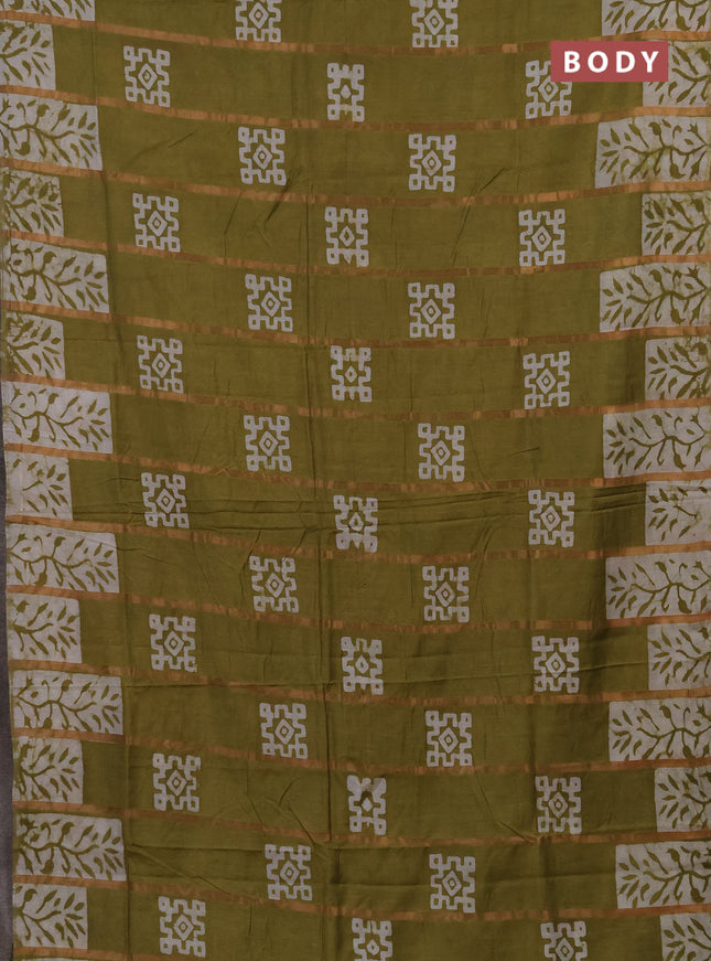 Mehendi Green Semi Chanderi Saree - Batik Prints