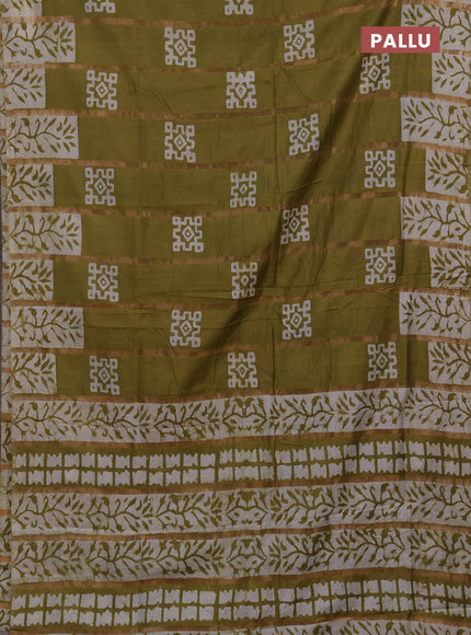 Mehendi Green Semi Chanderi Saree - Batik Prints