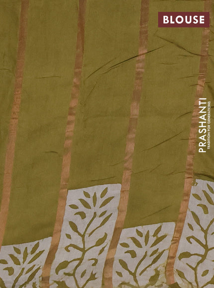 Mehendi Green Semi Chanderi Saree - Batik Prints