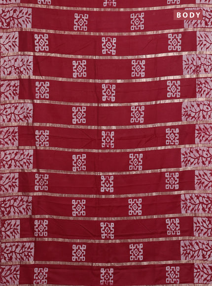 Maroon Semi Chanderi Saree - Batik Prints
