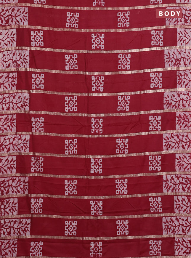 Maroon Semi Chanderi Saree - Batik Prints