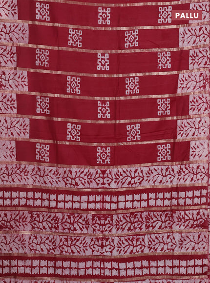 Maroon Semi Chanderi Saree - Batik Prints