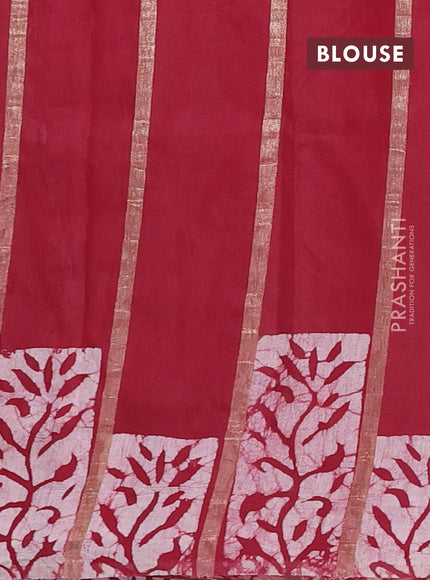 Maroon Semi Chanderi Saree - Batik Prints