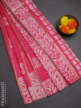 Pink Semi Chanderi Saree - Batik Prints