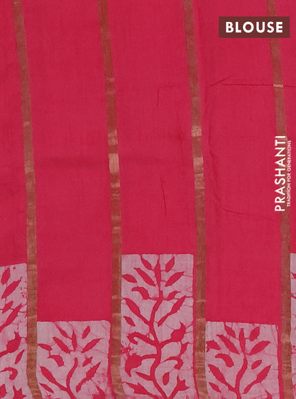 Pink Semi Chanderi Saree - Batik Prints