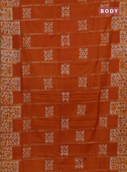 Mustard Yellow Semi Chanderi Saree - Batik Prints
