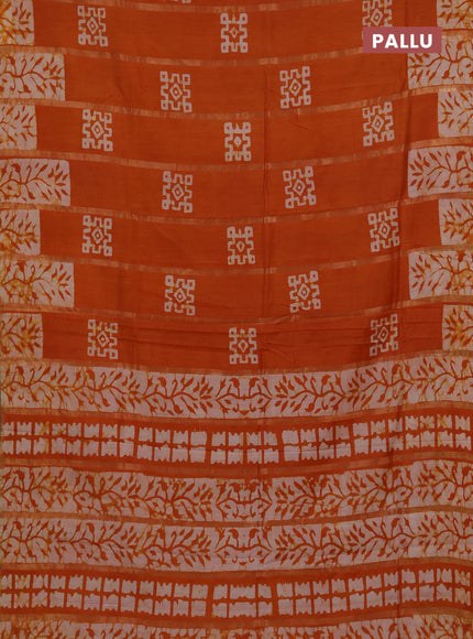 Mustard Yellow Semi Chanderi Saree - Batik Prints