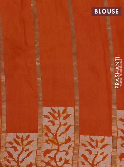Mustard Yellow Semi Chanderi Saree - Batik Prints