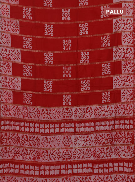 Red Semi Chanderi Saree - Batik Prints