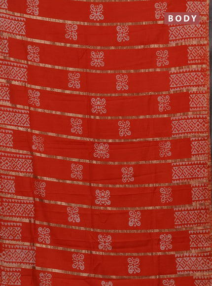 Orange Semi Chanderi Saree - Batik Prints